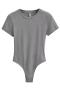 stylish high stretch 11 colors short sleeve all-match bodysuit(size run small)_Black_White_Gray