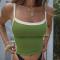 sexy slight stretch color-block backless sling all-match crop vest_Black_White_Green