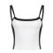 sexy slight stretch color-block backless sling all-match crop vest_Black_White
