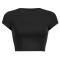 high street style plus size slight stretch 10 colors all-match crop t-shirt_Black