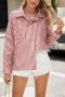 casual plus size non-stretch stripe printing pocket blouses_Black_Red