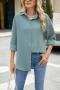 casual plus size non-stretch 5 colors solid color lapel blouses_White_Magenta_Haze Blue