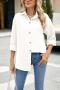 casual plus size non-stretch 5 colors solid color lapel blouses_White