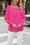 casual plus size non-stretch solid color crew neck blouses_Black_White_Rose Red_Magenta