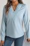 casual non-stretch 6 colors v-neck blouses_White_Pink_Rose Red_Dark Green_Sky Blue