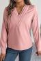 casual non-stretch 6 colors v-neck blouses_White_Pink