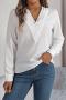 casual non-stretch 6 colors v-neck blouses_White