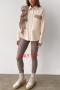 casual non-stretch ruffle decor lapel blouses_Green_Beige
