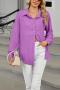 casual plus size non-stretch 6 colors solid color lapel button blouses_Black_White_Magenta_Sky Blue_Dark Blue_Light Purple