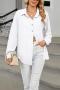 casual plus size non-stretch 6 colors solid color lapel button blouses_Black_White
