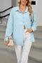 casual plus size non-stretch 6 colors solid color lapel button blouses_Black_White_Magenta_Sky Blue