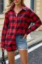 casual plus size non-stretch 4 colors lattice lapel blouses_Black_White_Red