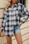casual plus size non-stretch 4 colors lattice lapel blouses_Black_White