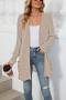 casual plus size slight stretch ribbed knit 9 colors solid color cardigan_Black_Gray_Pink_Orange_Dark Green_Blue_Beige_Khaki 