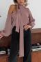 chic non-stretch satin hollow lace-up long sleeve blouse_Pink_Dusty Pink