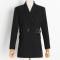 new slight stretch patchwork 4-color pocket metal buckle long-sleeve blazers_Black