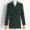 new slight stretch patchwork 4-color pocket metal buckle long-sleeve blazers_Black_White_Dark Green