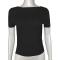 new sexy slight stretch patchwork 3-color crew neck short sleeve slim t-shirts_Black