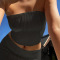 sexy slight stretch patchwork corrugation see through bandeau tops_Black