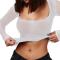 new sexy high stretch patchwork mesh solid color see through square neck long-sleeve tops_Black_White
