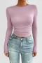sexy slight stretch solid color 4 colors slim crew neck backless top_Black_White_Light Purple