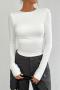 sexy slight stretch solid color 4 colors slim crew neck backless top_Black_White