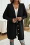 casual slight stretch hooded button 4 colors solid color sweaters_Black