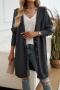 casual slight stretch hooded button 4 colors solid color sweaters_Black_Dark Gray