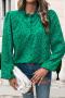 casual non-stretch crew neck cutout puff sleeve solid color blouses_Black_White_Orange_Green