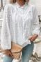 casual non-stretch crew neck cutout puff sleeve solid color blouses_Black_White
