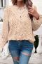 casual non-stretch crew neck cutout puff sleeve solid color blouses_Black_White_Orange_Green_Beige