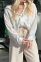 casual plus size non-stretch solid color loose long-sleeved shirt_Black_White
