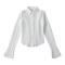 casual non-stretch 4 colors lapel lace-up solid color blouses_Black_White