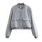 casual non-stretch 9 colors crew neck button solid color jacket_Black_Gray