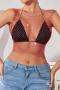 sexy non-stretch fishnet hollow rhinestone crop top_Black_Red