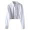 xs-l stylish non-stretch single-breasted crop blouse(size run small)_White