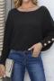 casual plus size slight stretch knitted 4 colors batwing sleeves sweater_Black
