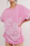 casual non-stretch loose printed short-sleeved t-shirt_Pink