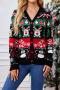 christmas casual plus size two colors slight stretch jacquard knitted sweater_Black