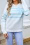 stylish slight stretch knitted stripe bow jacquard all-match sweater_Black_Sky Blue