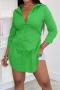 casual plus size non-stretch 7 colors single-breasted slit side blouse_Black_White_Pink_Red_Orange_Green
