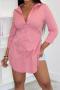 casual plus size non-stretch 7 colors single-breasted slit side blouse_Black_White_Pink