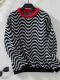 casual simple slight stretch striped knit button long sleeve sweater_Black