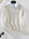 new slight stretch patchwork knit cable long sleeve sweater_Beige