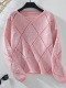 new stylish slight stretch knit solid color sequins long sleeve hollow sweater_Pink
