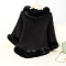 new casual slight stretch solid color knit fluffy thick sweater_Black