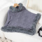new casual slight stretch solid color knit cable fluffy thick sweater_Black_Gray