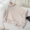 new stylish slight stretch solid color knit cable fluffy thick sweater_Dark Green_Blue_Beige