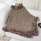 new stylish slight stretch solid color knit cable fluffy thick sweater_Dark Green_Blue_Beige_Khaki 