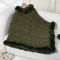 new stylish slight stretch solid color knit cable fluffy thick sweater_Dark Green